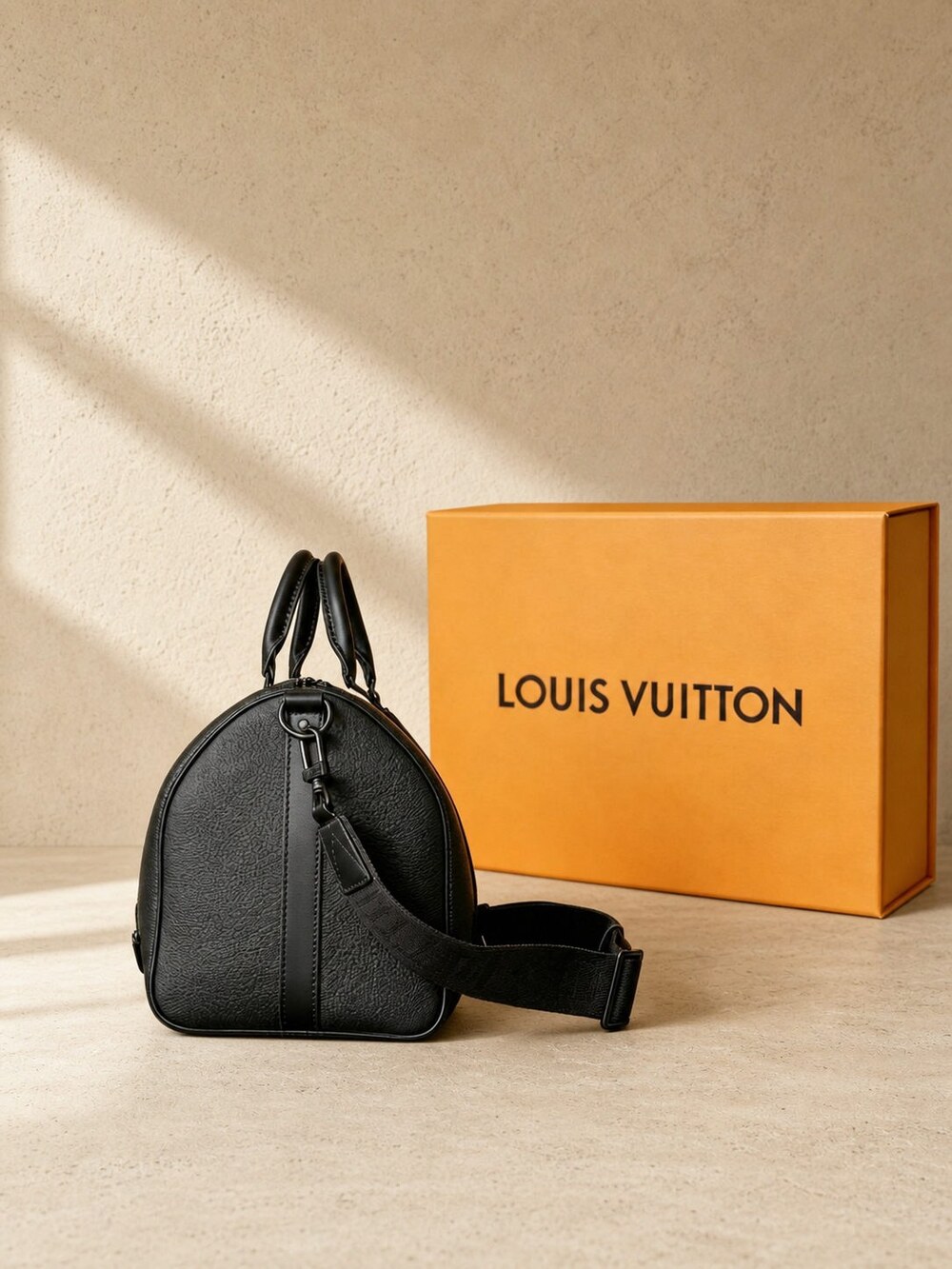 Louis Vuitton Black Aerogram Keepall Duffle with Adjustable Shoulder Strap - Picture 5 of 5
